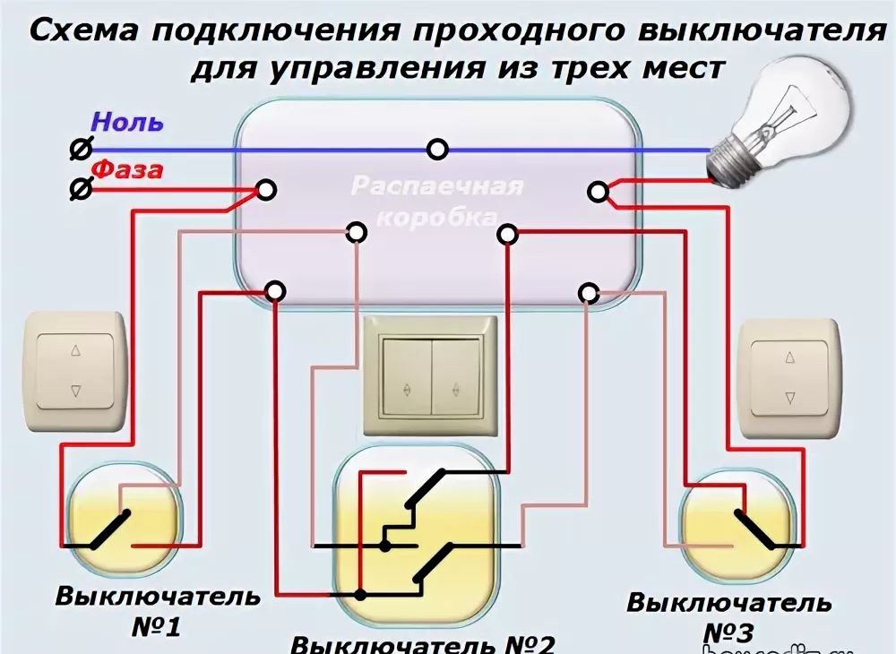 Схема распайки проходного переключателя